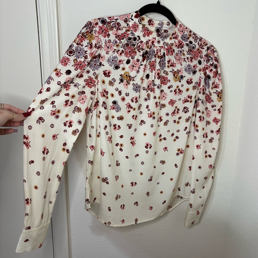 Veronica Beard Fey mock-neck floral silk blouse top size 2 - Picture 4 of 16